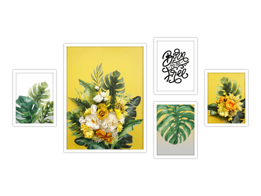 Bộ 5 tranh trang trí Yellow Blooms